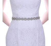 azaleas Women's Crystal Bridal Sash Belt Thin Wedding Belts Sash with Crystal for Wedding Dress, Off-white, One Size