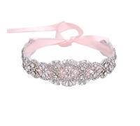 azaleas Women's Crystal Thin Wedding Belt Sashes Bridal Sash Belt for Wedding, Bridesmaid Flower Girl Dress Accessories 16IN, Baby Pink, One Size
