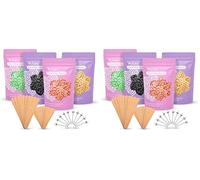 AZAM Hard Wax Beads for Hair Removal - Full Body 4X100G Painless Beans With 20 Applicators and 10 Nose Sticks - Professional for Eyebrow, Bikini (Pack of 2)