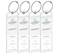 Azamara Cruise Luggage Tag Holders [4 Pack] - Waterproof, Durable Plastic with Steel Loops - Fits All Azamara Ships for Cruising in 2025, 2026 and 2027 - Cruise Essentials by Anchors Up