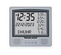 Azan Alarm Table Clock, Automatic Worldwide Digital 8 Azan Prayer Sounds, Muslim Prayer Clock for Home Decor, Ramadan Gift (Grey)