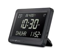 Azan Clock, Automatic Worldwide Digital 8 Azan Prayer Sounds Muslim Clock, Islamic Prayer Clocks for Home Decor Islamic Art Verse of The Day (All Black)