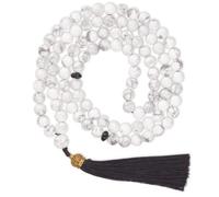 AzanClk Premium Muslim Prayer Beads, 8 mm, White Stone, Bracelet Form, Round Beads, 99 Count, 17 Inch Chain