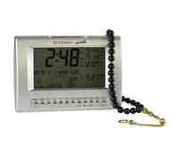 AzanClk Premium Shia Prayer Set - Digital Azan Clock with Full Shia Azan with Black Aqiq Tasbih Beads for Zikr & Meditation - Luxury Islamic Gift for Ramadan, Eid, Home