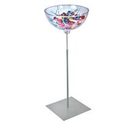 Azar 700974 Pedestal Bowl Floor Display Stand - 14" Clear Acrylic Bowl on Heavy-Duty Square Metal Base, Freestanding Merchandising Fixture for Retail, Events & Trade Shows
