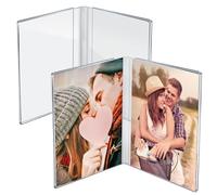 Azar Displays 107726-2PK Clear Acrylic 4x6 Double Photo Frame Side by Side - Modern Dual-Sided Picture Display, 2-Pack