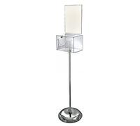 Azar Displays, 206320-CLR, Suggestion Box with Lock and Keys, Donation Box, Offering Box, Locked Display Stand, Acrylic Sign Holder on Pedestal, Clear Locking Box with Slot, 9"x6.25"x6.25"