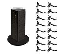 Azar Displays, 700220-BLK-2B16, Revolving Pegboard Kit, Counter Display with Locking Hooks, Jewelry Organizer for Trade Shows, Rotating, 16 Pack of 2 inch Hooks Included, Black, 4” x 12”