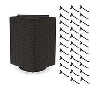 Azar Displays 701414-BLK-4B32 Rotating Countertop Display Kit with Peg Hooks Included, Pegboard Spinner Organizer, Jewelry Organizer Retail Display Necklace Holder Craft Storage,Black 14"x14"x20"