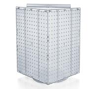Azar Displays 701414-CLR Rotating Display Stand - 4-Sided Display Racks - Peg Display Carousel (14” W x 14” D x 20” H) - Easy Assemble Revolving Display for Retail - Pegboard Organizer, Clear
