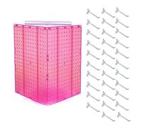 Azar Displays 701414-PNK-4C32 Rotating Countertop Display Kit with Peg Hooks Included, 14 Inches Wide x 14 Inches Deep x 20 Inches High, Pegboard Spinner Organizer, Pink