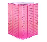 Azar Displays 701414-PNK Rotating Display Stand - 4-Sided Display Racks Peg Display Carousel (14” W x 14” D x 20” H) - Easy Assemble Revolving Display for Retail - Pegboard Organizer, Pink