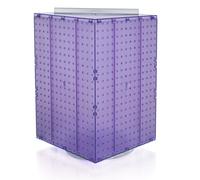 Azar Displays 701414-PUR Rotating Display Stand - 4-Sided Display Racks for Craft Shows - Peg Display Carousel (14” W x 14” D x 20” H) - Easy Assemble Revolving Display for Retail - Pegboard Organizer, purple
