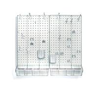 Azar Displays 900945-CLR The DIY Multi-purpose 70-piece Pegboard Wall Organizer Kit with Two Panels and Accessory Assortment, Panel Sizes: 13.5” W x 22” H each, Clear Frosted