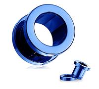 AZARIO LONDON 1.2mm Blue Anodized Flesh Tunnels- Screw Fit Ear Gauge - Surgical Steel Plugs- Plugs and Tunnels - Sold by Piece