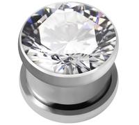 AZARIO LONDON 1 Pair of 10MM Bezel Set Clear Round CZ Stone 316L Surgical Steel Gauge Flesh Tunnel Ear Piercing