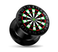 AZARIO LONDON 1 Pair of 20mm Dart Board Logo Internal Threaded Double Flared Black UV Acrylic Gauge Ear Plug Piercing