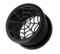 AZARIO LONDON 12MM Black Anodized Cut Out Spider Web 316L Surgical Steel Gauge Flesh Tunnel Ear Piercing - Sold by Piece
