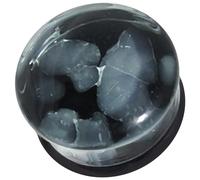 AZARIO LONDON 12MM Grey Pebble in Pyrex Glass Double Flared Gauge Ear Plug Piercing - Sold by Piece