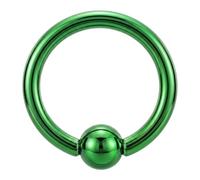 AZARIO LONDON 14 Gauge - 10mm Diameter Green Anodized G23 Grade Solid Titanium Captive Bead Ring BCR Piercing Jewellery