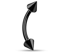 AZARIO LONDON 16 Gauge - 10MM Length Black Anodized G23 Grade Solid Titanium Banana Bell with Cone Eyebrow Piercing Jewellery