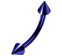 AZARIO LONDON 16 Gauge - 10MM Length Blue Anodized G23 Grade Solid Titanium Banana Bell with Cone Eyebrow Piercing Jewellery