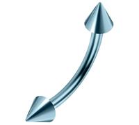 AZARIO LONDON 16 Gauge - 10MM Length Light Blue Anodized G23 Grade Solid Titanium Banana Bell with Cone Eyebrow Piercing Jewellery