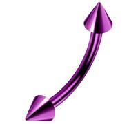 AZARIO LONDON 16 Gauge - 10MM Length Purple Anodized G23 Grade Solid Titanium Banana Bell with Cone Eyebrow Piercing Jewellery