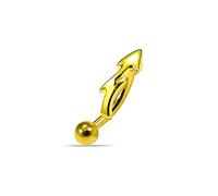 AZARIO LONDON 18K Yellow Gold Plated Tribal Arrow 925 Sterling Silver with 16 Gauge Surgical Steel Banana Eyebrow Piercing Bar