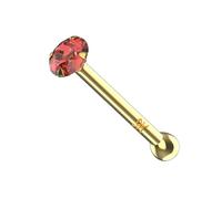 AZARIO LONDON 2.5mm Garnet Natural Gemstone 9K Solid Yellow Gold 22 Gauge Ball End Nose Pin Nose Stud - Nose Bone - Gold Nose Ring Body Piercing Jewellery