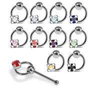 AZARIO LONDON 20 Pieces Box Set of 22 Gauge 925 Sterling Silver Claw Set on Moving Ring Ball End Nose Pin Nose Stud Piercing