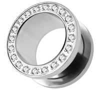 AZARIO LONDON 20MM Micro Setting Clear CZ Stone 316L Surgical Steel Gauge Flesh Tunnel Ear Piercing - Sold by Piece