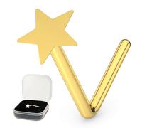AZARIO LONDON 3MM Plain Star 9K Solid Yellow Gold 22 Gauge L Bend Nose Stud Piercing Jewellery
