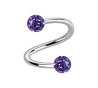 AZARIO LONDON 3mm Tanzanite Epoxy Crystal Stone Ball with 16 Gauge - 8mm Length Spiral Barbell - Eyebrow Bar - Ear Cartilage Stud - Tragus Twisted Barbell
