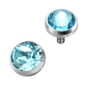 AZARIO LONDON 4.5mm Aquamarine Round Crystal Stone witth G23 Grade Titanium Internally Threaded Top Micro Dermal Anchor Piercing Jewellery