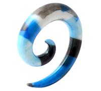 AZARIO LONDON 4MM Colorful Blue Camouflage Pattern UV Acrylic Spiral Tapers Gauge Ear Plug Piercing - Sold by Piece