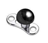 AZARIO London 5MM Black Anodized Half Ball 316L Surgical Steel Top with G23 Grade Titanium Base Micro Dermal Anchor Piercing Jewellery