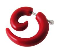 AZARIO LONDON 5MM Solid Red Pattern UV Spiral 16 Gauge 316L Surgical Steel Fake Ear Plug Piercing - Sold by Piece