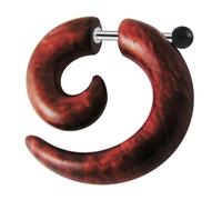 AZARIO LONDON 6MM Light Brown Wood Pattern UV Spiral 16 Gauge 316L Surgical Steel Fake Ear Plug Piercing - Sold by Piece