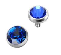 AZARIO LONDON 8mm Dark Blue Round Crystal Stone witth 316L Surgical Steel Internally Threaded Top Micro Dermal Anchor Piercing Jewellery