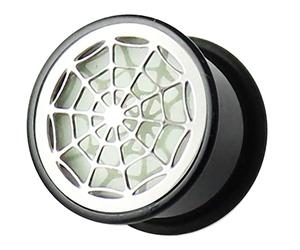 AZARIO LONDON 8MM Glow in The Dark Spider Web Plate Black UV Acrylic Gauge Ear Plug Piercing Ear Plug Piercing - Sold by Piece