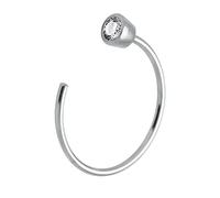 AZARIO LONDON 9K Solid White Gold 20 Gauge - 8MM Diameter Bezel Set Clear CZ Stone Open Hoop Nose Piercing Ring Jewellery