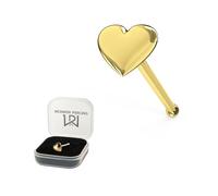 AZARIO LONDON 9K Solid Yellow Gold Plain Embossed Heart 22 Gauge Nose Bone Nose Stud Piercing Jewellery