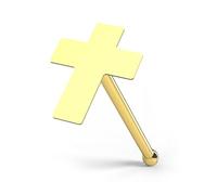 AZARIO LONDON 9K Solid Yellow Gold Plain Flat Cross 22 Gauge Nose Bone Nose Stud Piercing Jewellery