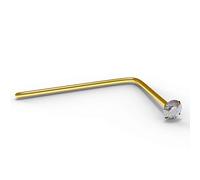 AZARIO LONDON 9K Yellow Gold Claw Set 3MM Round Genuine Crystal Stone 22 Gauge L Bend Nose Stud Piercing