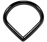 AZARIO LONDON Black Anodized 16 Gauge (1.2MM) - 8MM Diameter Teardrop Shape 316L Surgical Steel Hinged Clicker Segment Ring Ear Septum Tragus Helix Piercing Jewellery