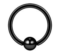 AZARIO LONDON Black Anodized 16 Gauge - 12MM Diameter 316L Surgical Steel Captive Bead Ring with 3mm Ball Nose Ring Septum Piercing Jewellery