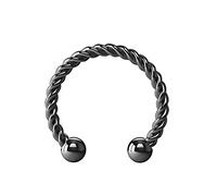 AZARIO LONDON Black Anodized 16 Gauge Continue Twister 316L Surgical Steel Circular Barbell Fake Septum Piercing