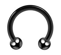 AZARIO LONDON Black Anodized 316L Surgical steel 14 Gauge (1.6mm) - 12mm Diameter Circular Barbell with 3mm Ball - Septum Ring - Anodized Tragus Piercing - Anodized Horseshoe Body Jewellery
