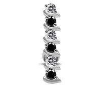 AZARIO LONDON Black Crystal Stones Stone Reverse Bar Sterling Silver Belly Bars Piercing